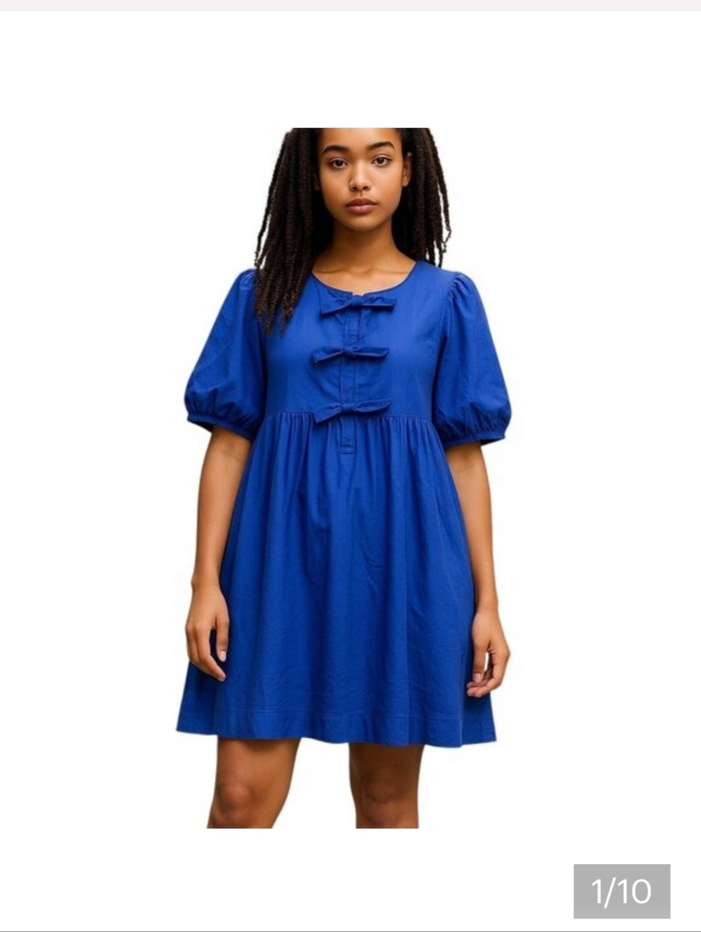 Band Of The Free Puff Sleeve Mini Dress M  Cotton
